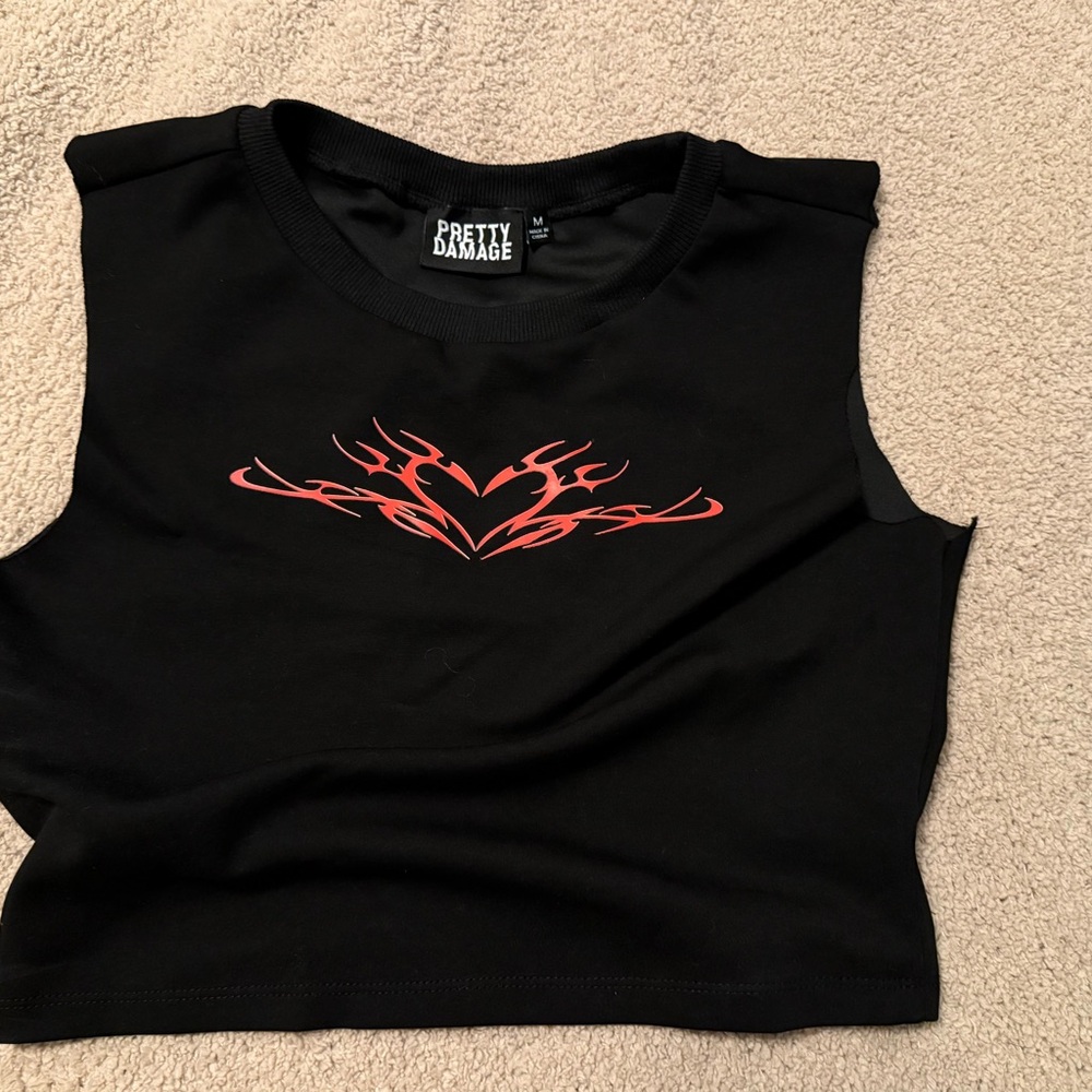 Black Sleeveless Graphic Muscle Tee